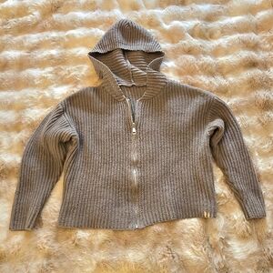 Cozy Gray Beige Hooded Sweater
